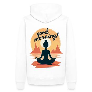 Good Morning Yoga Meditations-Design Morgenrituale - Männer Premium Bio Hoodie - Weiß - Hinten - Nico (187cm)