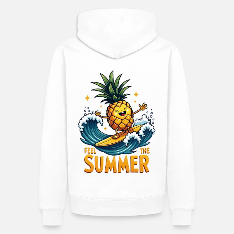 Ananas Surfer Surf Feel L’été - Sweat à capuche Premium bio Homme - blanc
