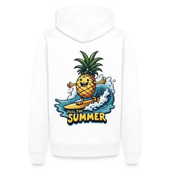 Ananas Surfer Surf Feel L’été - Sweat à capuche Premium bio Homme - blanc - Dos - Nico (187cm)
