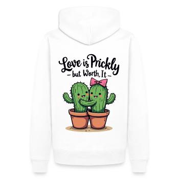 Love is Prickly – Süße Kaktus-Liebe für Paare - Männer Premium Bio Hoodie - Weiß - Hinten - Nico (187cm)