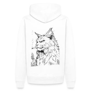 Chat avec articulation : Tigre de maison de mauvaises herbes détendu - Sweat à capuche Premium bio Homme - blanc - Dos - Nico (187cm)