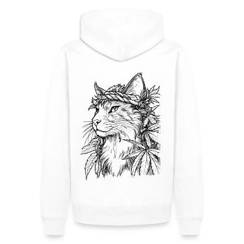 Chat avec couronne de chanvre : Tigre domestique majestueux - Sweat à capuche Premium bio Homme - blanc - Dos - Nico (187cm)