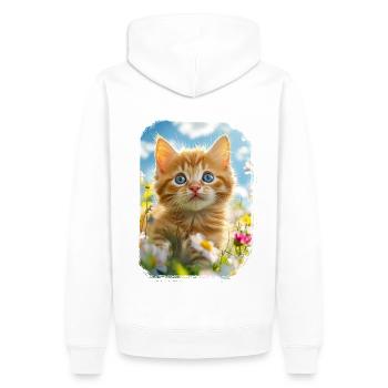 Magie des fleurs avec chaton rouge - Sweat à capuche Premium bio Homme - blanc - Dos - Nico (187cm)