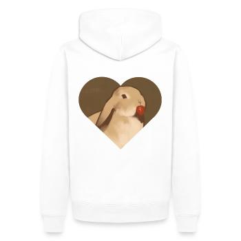 Bunny with strawberry: Cute design for fans - Men’s Premium Organic Hoodie - white - Back - Nico (187cm)