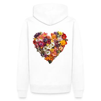 Blumenherz: Romantisches Design für Blumenfans - Männer Premium Bio Hoodie - Weiß - Hinten - Nico (187cm)