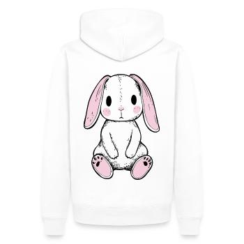 Cute Plush Bunny : un design mignon pour les fans - Sweat à capuche Premium bio Homme - blanc - Dos - Nico (187cm)