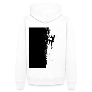 Klettern in den Alpen: Am Limit beim Felsklettern - Männer Premium Bio Hoodie - Weiß - Hinten - Nico (187cm)