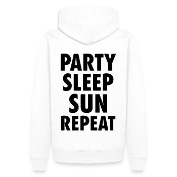 Party Sleep Sun Repeat – Summer Lifestyle - Men’s Premium Organic Hoodie - white - Back - Nico (187cm)