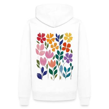 Matisse inspiriert: Blumenmuster im Aquarellstil - Männer Premium Bio Hoodie - Weiß - Hinten - Nico (187cm)