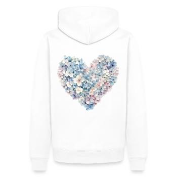 Heart of Hydrangeas Flowers - Delicate Blossoms - Men’s Premium Organic Hoodie - white - Back - Nico (187cm)
