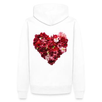 Coeur de Fleurs Rouges - Passionate Flower Pr - Sweat à capuche Premium bio Homme - blanc - Dos - Nico (187cm)