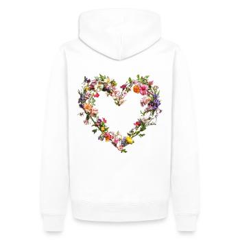Heart of delicate flowers Spring-like blossoms - Men’s Premium Organic Hoodie - white - Back - Nico (187cm)