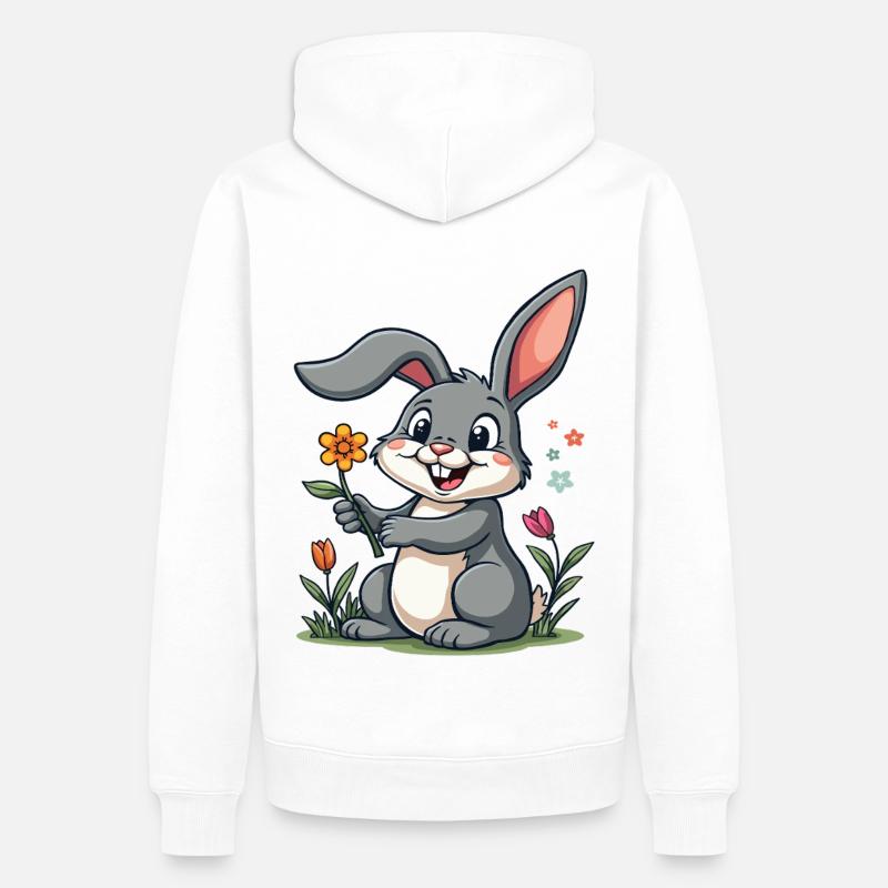 Drôle Lapin de Pâques Lapin mignon Pâques - Sweat à capuche Premium bio Homme - blanc