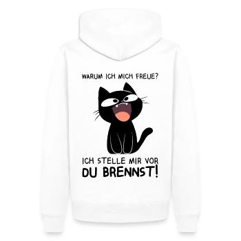 Ich stelle mir vor du brennst - Schwarze Katze - Männer Premium Bio Hoodie - Weiß - Hinten - Nico (187cm)