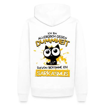 Allergisch gegen Dummheit – Sarkasmus Katze - Männer Premium Bio Hoodie - Weiß - Hinten - Nico (187cm)