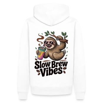 Infusion lente – Style paresseux - Sweat à capuche Premium bio Homme - blanc - Dos - Nico (187cm)
