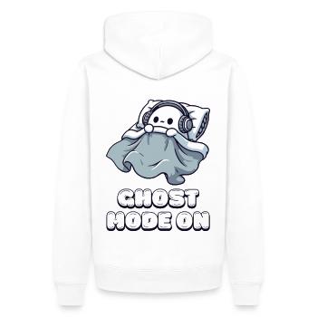 Mode fantôme activé - Chemise de nuit activée par le mode fantôme - Sweat à capuche Premium bio Homme - blanc - Dos - Nico (187cm)