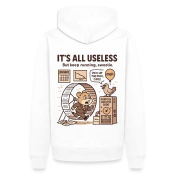 It's All Useless – Alles ist nutzlos Hamster - Männer Premium Bio Hoodie - Weiß - Hinten - Nico (187cm)