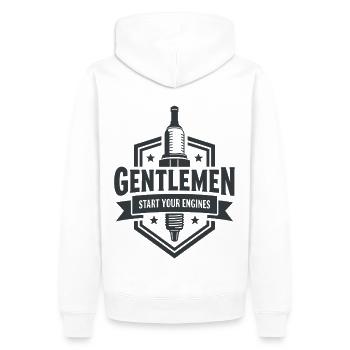 Messieurs, démarrez vos moteurs Sport automobile - Sweat à capuche Premium bio Homme - blanc - Dos - Nico (187cm)