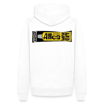 Alles wird gut Experten Kleber retro Psychologie  - Männer Premium Bio Hoodie - Weiß - Hinten - Nico (187cm)