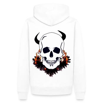 Diable Crâne Purgatoire Enfer Satan mort diabolique - Sweat à capuche Premium bio Homme - blanc - Dos - Nico (187cm)