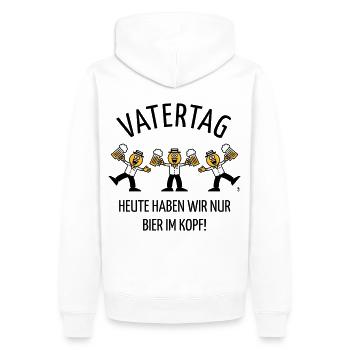 Vatertag – Bier Im Kopf (Karikatur Tanz / 3C / B) - Männer Premium Bio Hoodie - Weiß - Hinten - Nico (187cm)