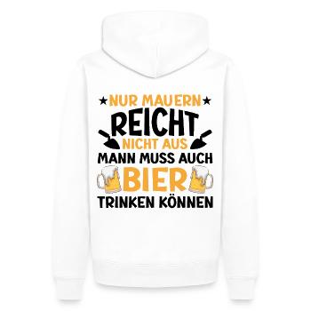 Maurer Lustige Sprüche - Männer Premium Bio Hoodie - Weiß - Hinten - Nico (187cm)