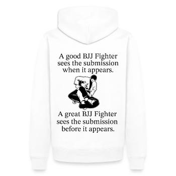 Citation de BJJ - Sweat à capuche Premium bio Homme - blanc - Dos - Nico (187cm)