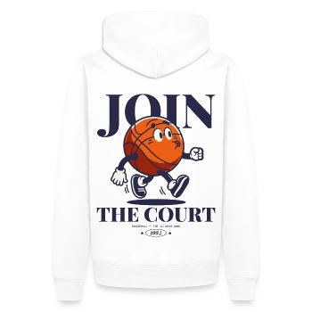 basketball retro Shirt Print Join The Court - Männer Premium Bio Hoodie - Weiß - Hinten - Nico (187cm)