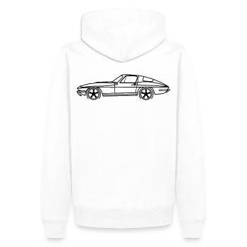 C2 Line Silhouette – Retro Muscle Art - Men’s Premium Organic Hoodie - white - Back - Nico (187cm)