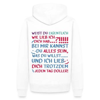 Do you know? - Men’s Premium Organic Hoodie - white - Back - Nico (187cm)