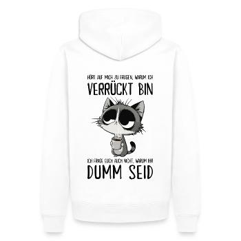 Grummelige Kaffee-Katze für Morgenmuffel - Männer Premium Bio Hoodie - Weiß - Hinten - Nico (187cm)