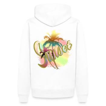 Sun, palm trees and holidays - Sunset - Men’s Premium Organic Hoodie - white - Back - Nico (187cm)