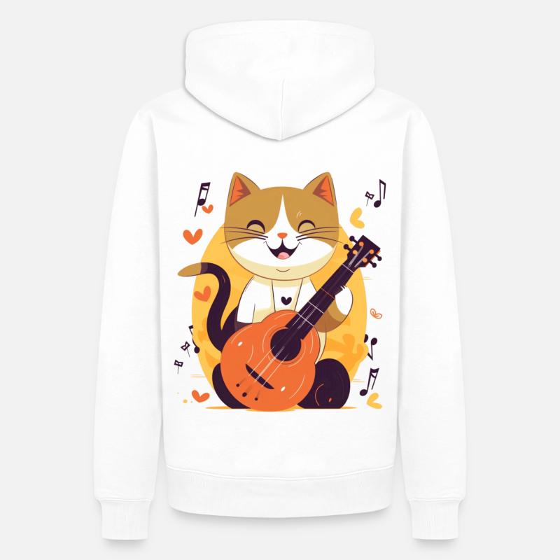 Chat mignon avec guitare - Sweat à capuche Premium bio Homme - blanc