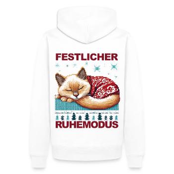 Ugly Christmas schlafende Katze - Männer Premium Bio Hoodie - Weiß - Hinten - Nico (187cm)