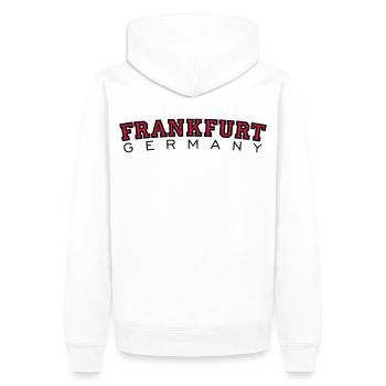 Frankfurt Germany (Rot) - Männer Premium Bio Hoodie - Weiß - Hinten - Nico (187cm)