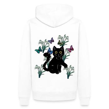 Chat Chats Enfants Nature Printemps Fleurs Fantaisie - Sweat à capuche Premium bio Homme - blanc - Dos - Nico (187cm)