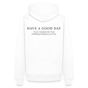 Good Day - Männer Premium Bio Hoodie - Weiß - Hinten - Nico (187cm)