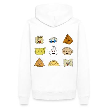 Lustige Teigtaschen - Männer Premium Bio Hoodie - Weiß - Hinten - Nico (187cm)