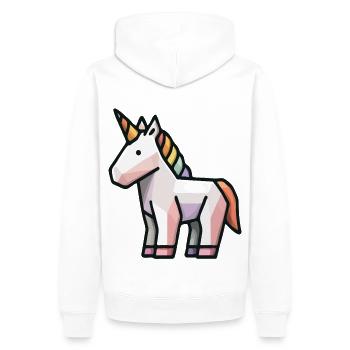 Geometrisches Einhorn – Low Poly Fantasy Tierkunst - Männer Premium Bio Hoodie - Weiß - Hinten - Nico (187cm)
