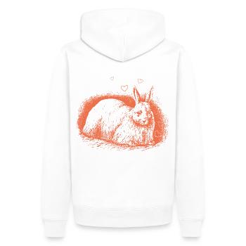 Lapin rétro avec coeurs lapin de Pâques - Sweat à capuche Premium bio Homme - blanc - Dos - Nico (187cm)