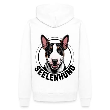 Minibullterrier - mein Seelenhund - Männer Premium Bio Hoodie - Weiß - Hinten - Nico (187cm)