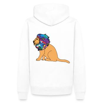 Lion dessin - Sweat à capuche Premium bio Homme - blanc - Dos - Nico (187cm)
