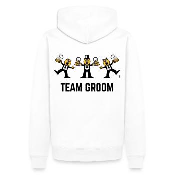 Team-Bräutigam (Junggesellenabschied, Karikatur, Tanz, 3C, B) - Männer Premium Bio Hoodie - Weiß - Hinten - Nico (187cm)