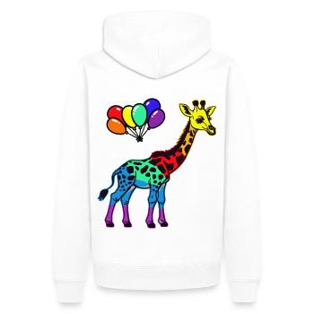 LGBT Gay Pride Girafe Arc-en-ciel Drapeau arc-en-ciel - Sweat à capuche Premium bio Homme - blanc - Dos - Nico (187cm)
