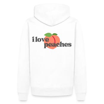 I Love Peaches (Peach, Gym Girl, Gym Boy) - Men’s Premium Organic Hoodie - white - Back - Nico (187cm)