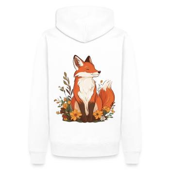Fuchs mit Blumen - Männer Premium Bio Hoodie - Weiß - Hinten - Nico (187cm)