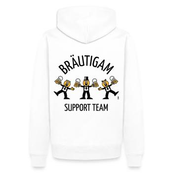 Bräutigam Support Team (JGA, Karikatur, Tanz, B) - Männer Premium Bio Hoodie - Weiß - Hinten - Nico (187cm)