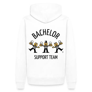 Bachelor Support Team (Karikatur / Tanz / B) - Männer Premium Bio Hoodie - Weiß - Hinten - Nico (187cm)