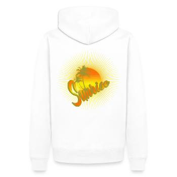 Urlaub Sonne Palmen Sonnenaufgang - Männer Premium Bio Hoodie - Weiß - Hinten - Nico (187cm)